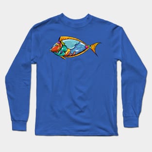 blue tank fish colorful Long Sleeve T-Shirt